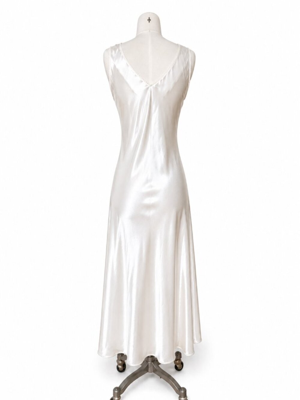 Christian Dior Ivory Satin Nightgown Slip Dress Petite Minimalist Bias Cut - Picture 3 of 8